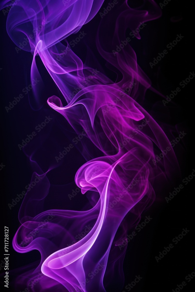 Empty dark background with violet smoke