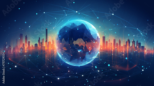 global network and data technology concept 3 d rendering