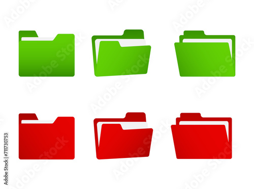 Bright folders,  red and green folders, Folder icon , Vector illustration