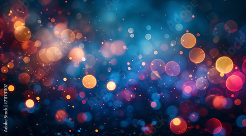 Cosmic Bokeh Dreams: Vivid Blue and Red Light Particles - carnivals - background - festivity
 photo