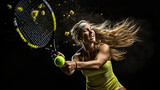 tennis player on a black background