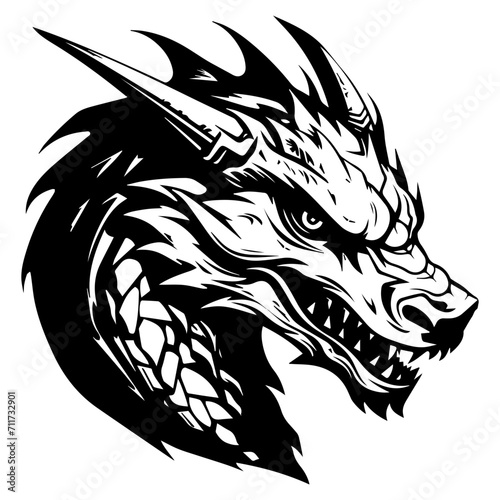 dragon black silhouette logo svg vector, dragon icon illustration.