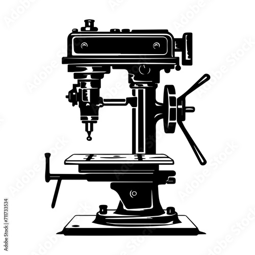 drill press icon illustration, drill press black silhouette logo svg vector