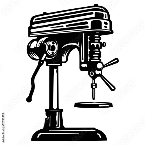 drill press icon illustration, drill press black silhouette logo svg vector