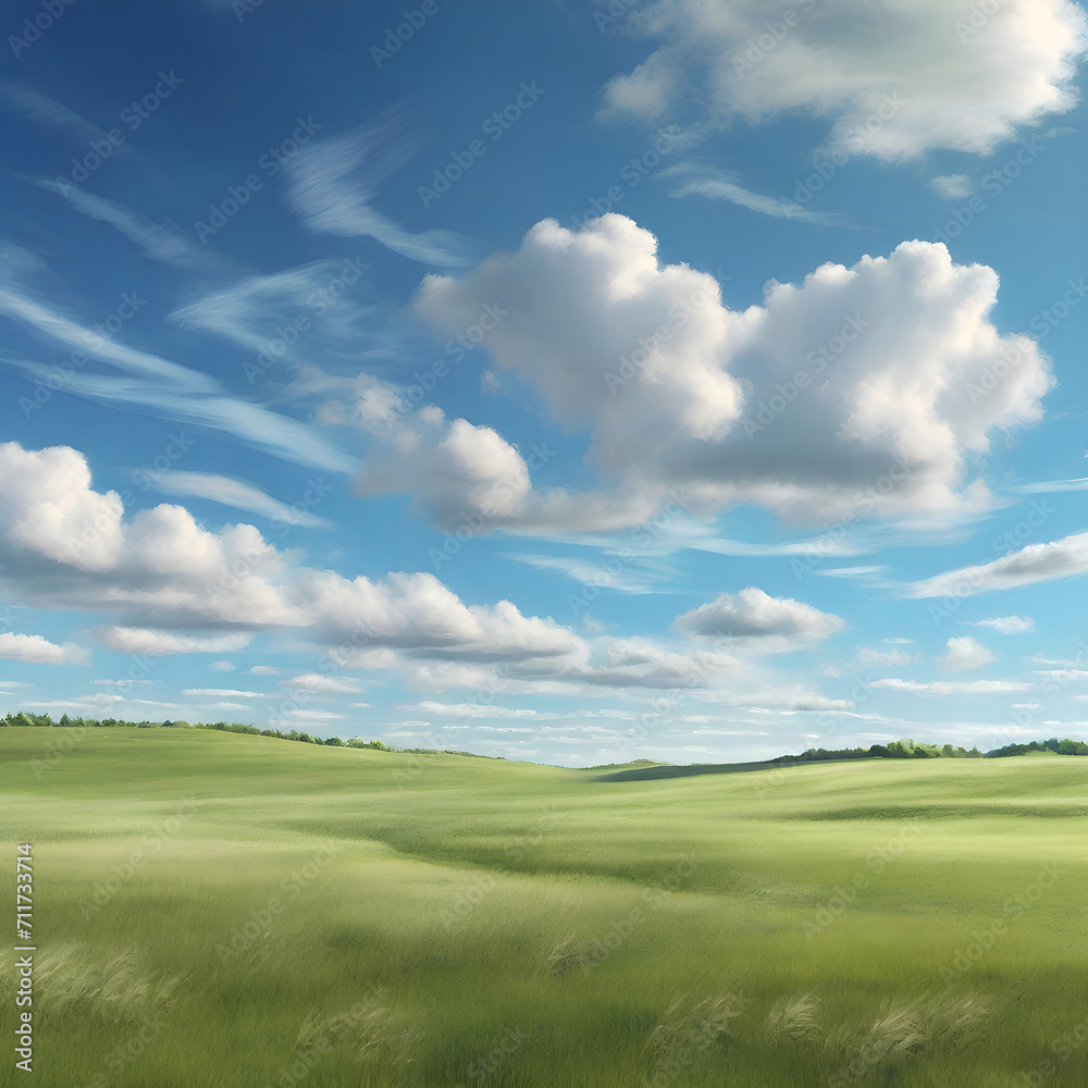field and sky,bulo,nature,clouds,summer,Ai generated 