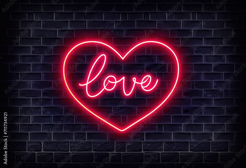 Illuminated love sign with bright glowing neon lights - a vibrant display of affection and romance, valentine's day