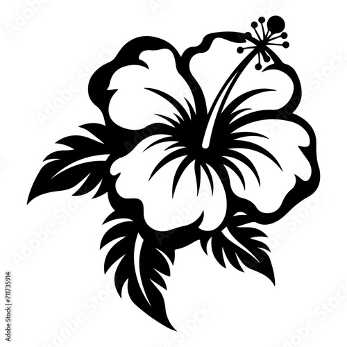 hibiscus icon illustration, hibiscus black silhouette logo svg vector