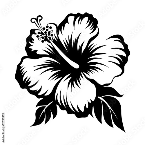 hibiscus icon illustration, hibiscus black silhouette logo svg vector