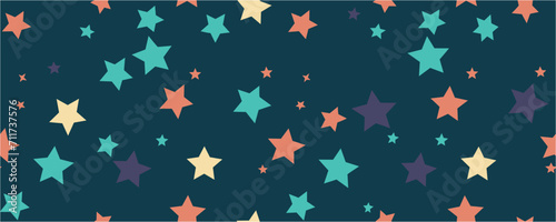 Festive Stars Wallpaper. Seamless pattern with color stars. Starry Sky Colorful Background. Magic sky. Night sky and stars Seamless vector EPS 10 pattern.