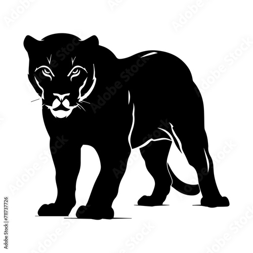 panther black silhouette logo svg vector, panther icon illustration. © hyam