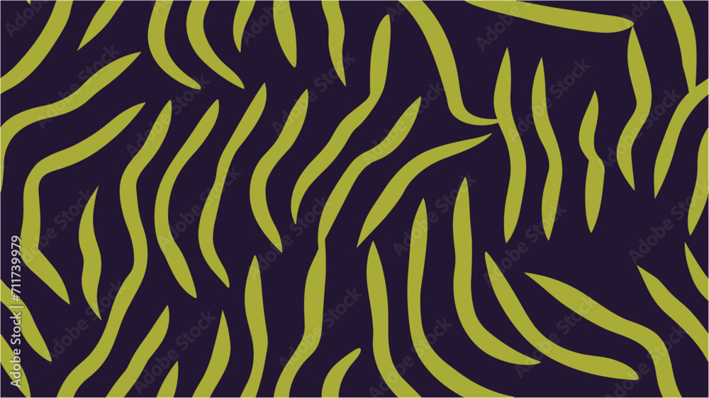 Unique animal print. Vector illustration. Texture with wavy, curves lines. Bright abstract background. Wavy abstract pattern. Vector zebra texture pattern for kids. Print. Distorted. Seamless.