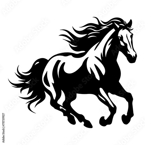 running mustang horses black silhouette logo svg vector, horses icon illustration.