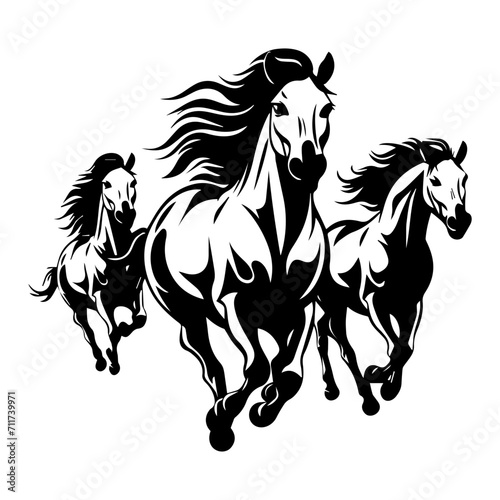 running mustang horses black silhouette logo svg vector, horses icon illustration.