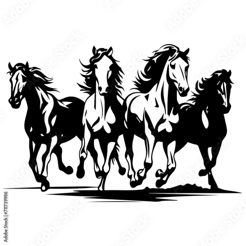 running mustang horses black silhouette logo svg vector, horses icon illustration.