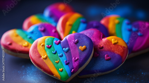 LGBT colorful rainbow cookies as hearts