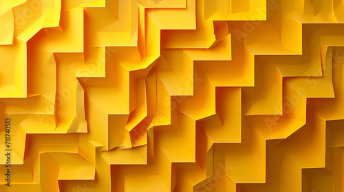 Abstract folded paper effect. Bright colorful yellow background. generative ai