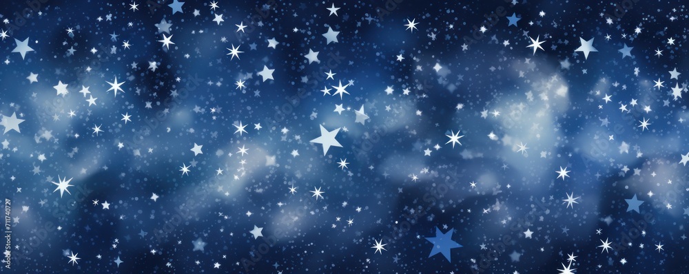 Indigo magic starry night. Seamless vector pattern with stars texture marble