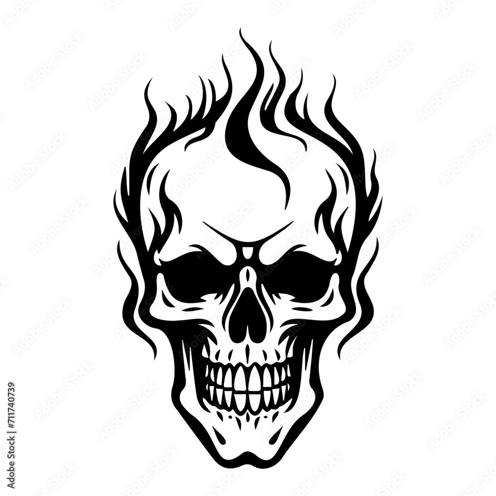 Skull in flames icon illustration, Skull in flames black silhouette logo svg vector Skull in flames icon illustration, Skull in flames black silhouette logo svg vector