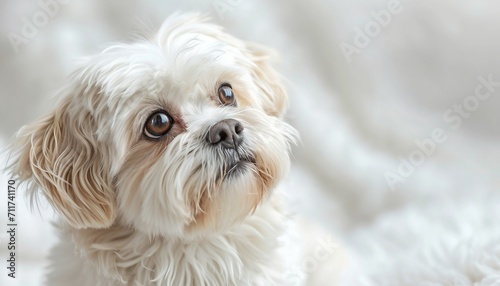 Showcase the sweet and expressive face of a Shih Tzu, capturing the charm and affectionate nature of the breed against a white canvas, shih tzu dog