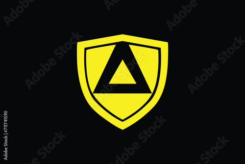 Triangle and shield, A and Shield, shield logo, safety