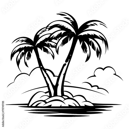 tropical island icon illustration  tropical island black silhouette logo svg vector