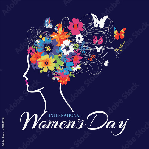 International Women's Day  logo Vector illustration design,abstract woman's face poster.