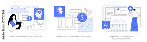 Accounting and Financial Management with AI abstract concept vector illustrations.
