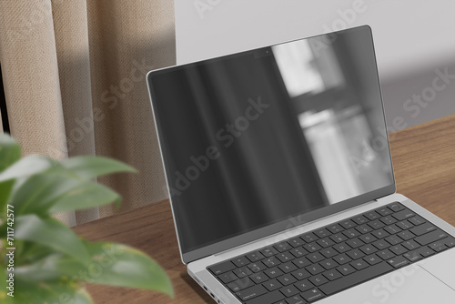 Realistic laptop mockup with reflection (ID: 711742577)