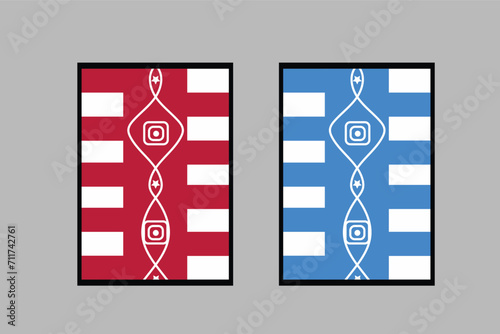 Wall hanging frame painting design abstract and beautiful red and blue contrast different colour two design concept
