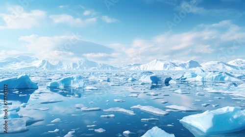 Global warming, Ice sheets melting in the arctic ocean or waters. climate change, greenhouse gas, ecology concept