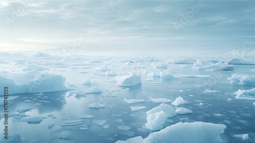 Global warming, Ice sheets melting in the arctic ocean or waters. climate change, greenhouse gas, ecology concept