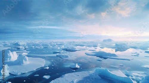 Global warming, Ice sheets melting in the arctic ocean or waters.  climate change, greenhouse gas, ecology concept © Ilmi