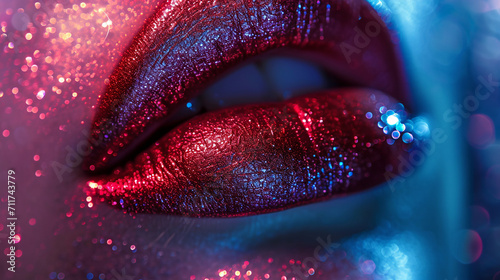 Glossy close up woman lips background. 