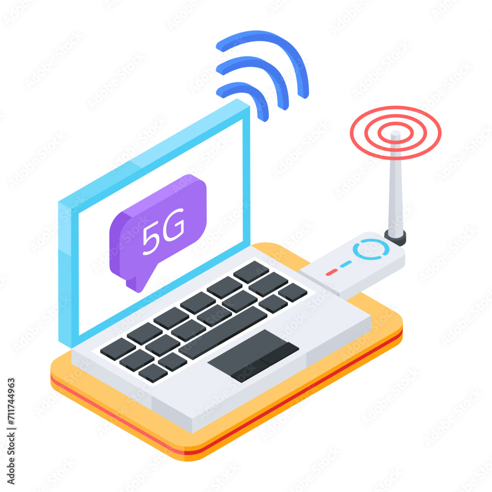 5g internet connection, isometric style icon 5g internet connection, isometric style icon