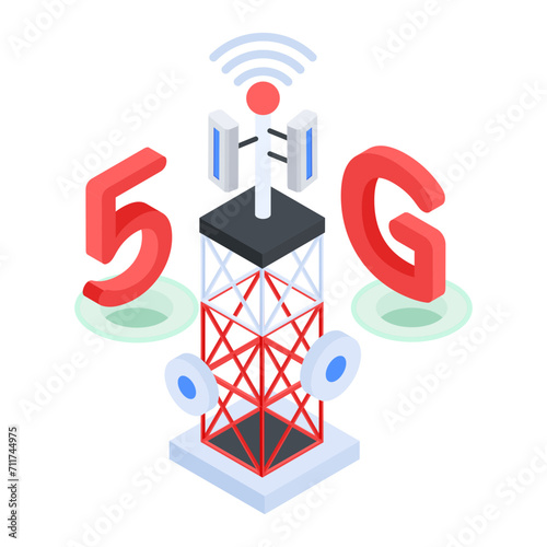 Download isometric icon depicting 5g tower 