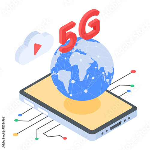 5g internet connection, isometric style icon 