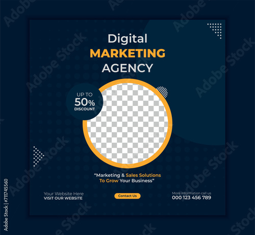 Editable minimal square banner template. Suitable for social media post, web banner, business, banner etc.