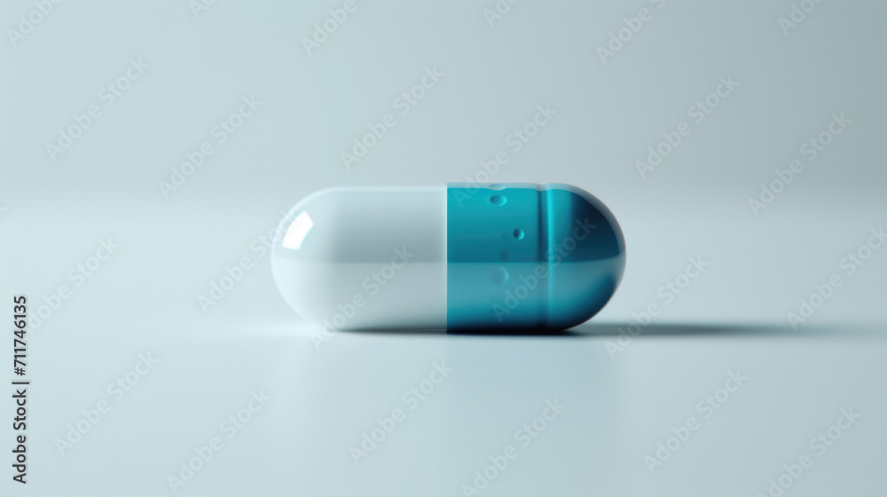 Close-up of a single medical capsule pill Close-up of a single medical capsule pill