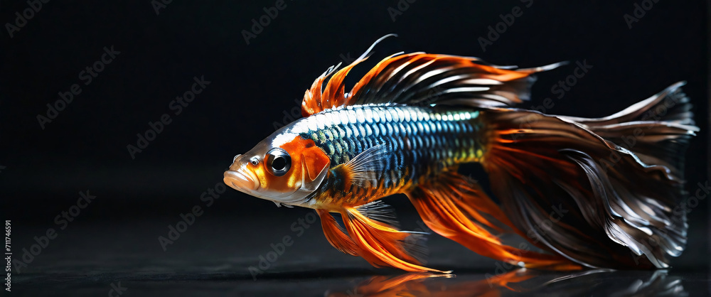 fighting fish wildlife abstract colours luxury tail swimming in dark space fighting fish wildlife abstract colours luxury tail swimming in dark space