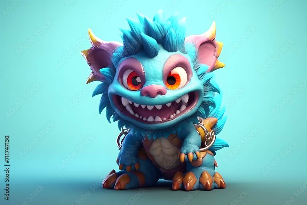 Fototapeta premium 3d rendering cute monster Chimera cartoon
