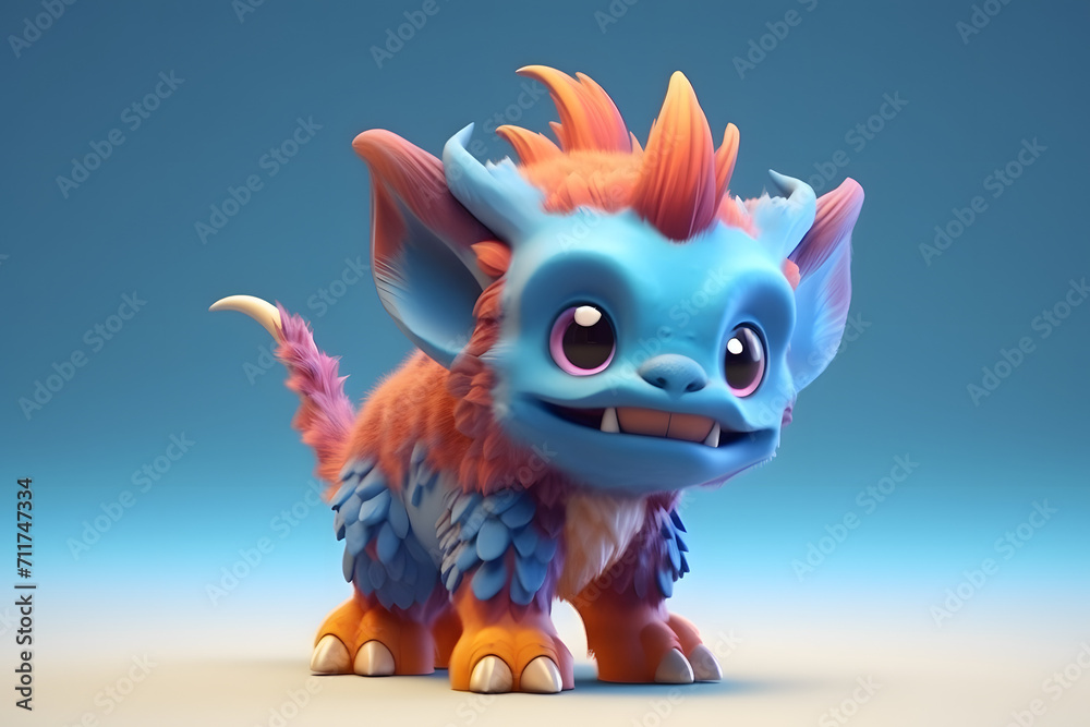 3d rendering cute monster Chimera cartoon 3d rendering cute monster Chimera cartoon