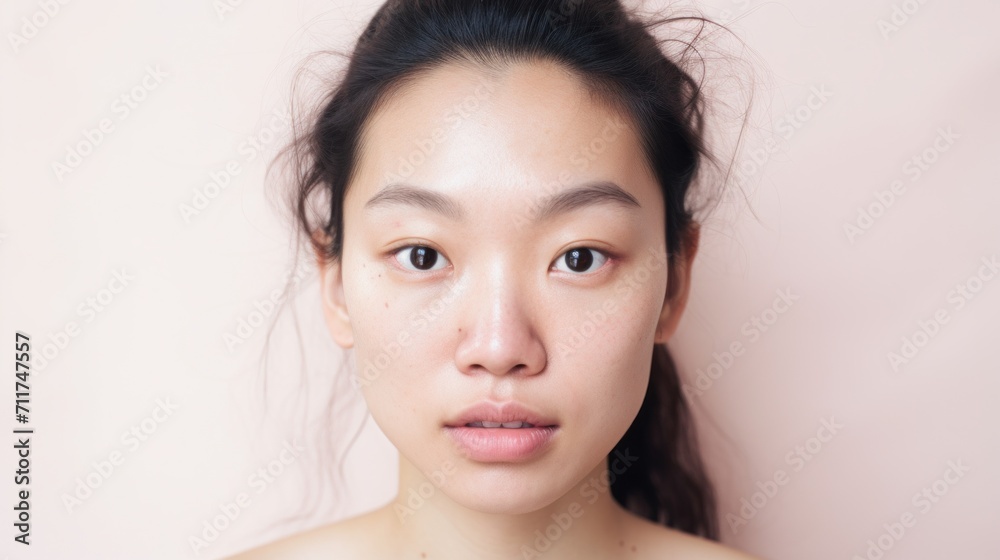Closeup portrait featuring an Asian lady with unique skin. Closeup portrait featuring an Asian lady with unique skin.