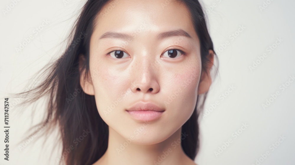 Imperfect skin portrayed in an intimate closeup of an Asian woman. Imperfect skin portrayed in an intimate closeup of an Asian woman.
