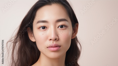 Natural beauty captured in a closeup of an Asian woman.