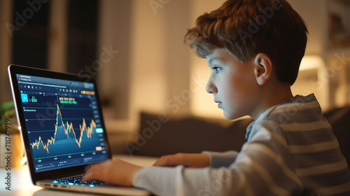 Young Investor Analyzing Markets with Focus