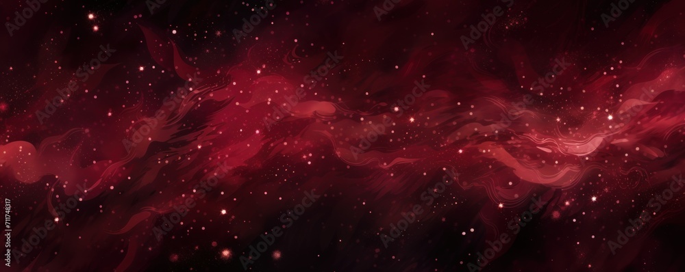 Maroon magic starry night. Seamless vector pattern with stars texture marble - obrazy, fototapety, plakaty 