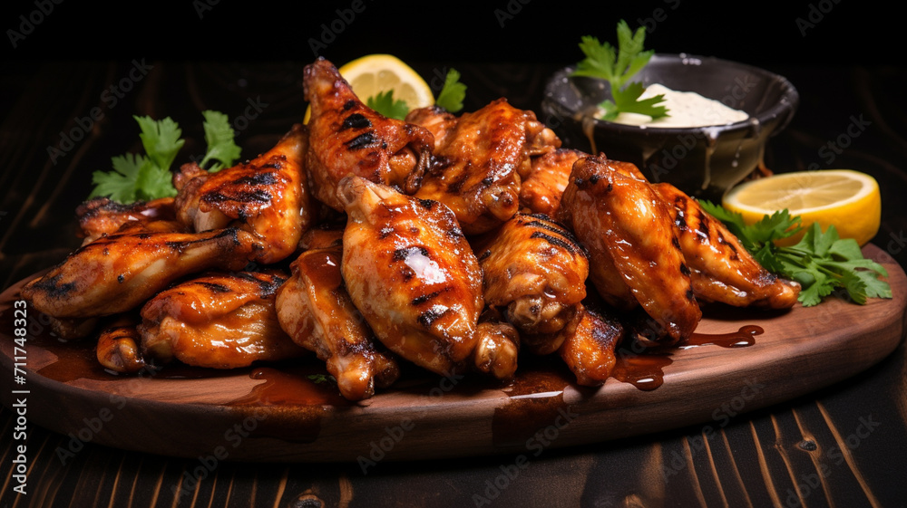 grilled chicken wings with lemon and garlic