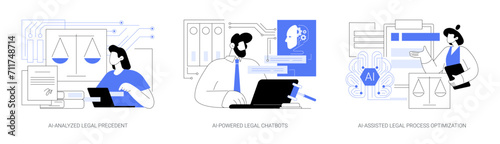 AI in jurisprudence abstract concept vector illustrations.