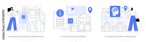 AI in Real Estate abstract concept vector illustrations.