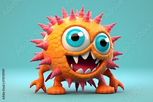 3d rendering cute monster Cyclops cartoon